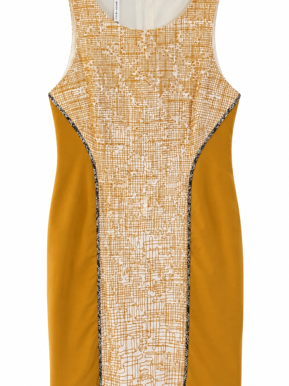 Sachin & Babi Sleeveless Mustard Panel Sheath Dress